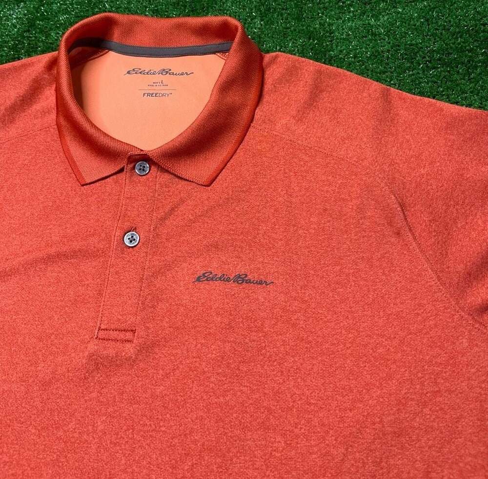 Eddie Bauer Polo Shirt Size L Orange Freedry Performance